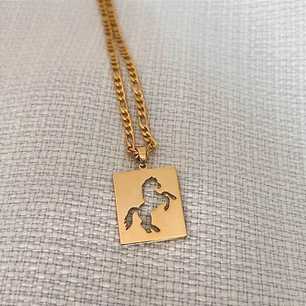 Colar Masculino Medalha Country com Cordão 3x1 Banhado a Ouro 18K