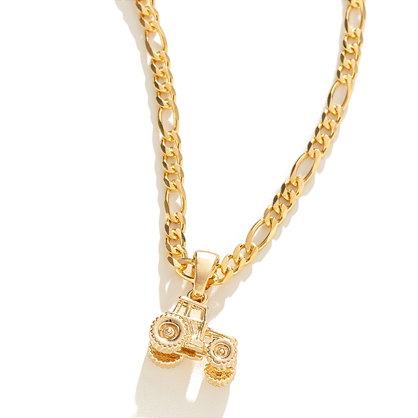 Colar Masculino Trator com Cordão 3x1 Banhado a Ouro 18K