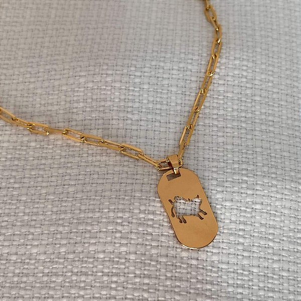 Colar Masculino Rodeio com Cordão Cartier Banhado a Ouro 18K