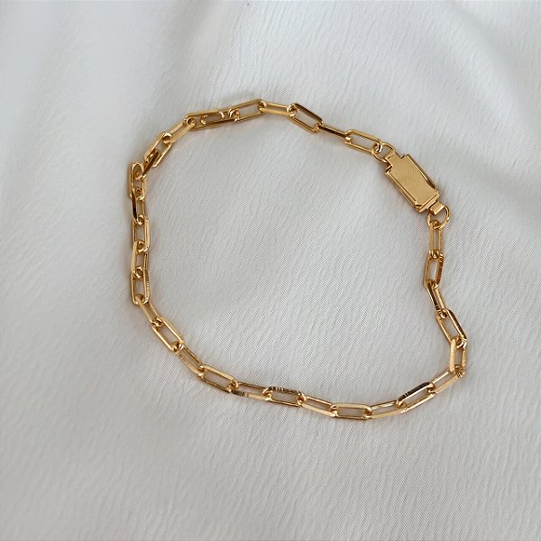 Pulseira Masculina Cordão Cartier Banhado a Ouro 18K