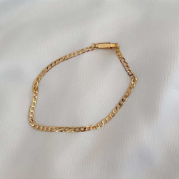 Pulseira Masculina Cordão Grumet 1x1 Banhado a Ouro 18K