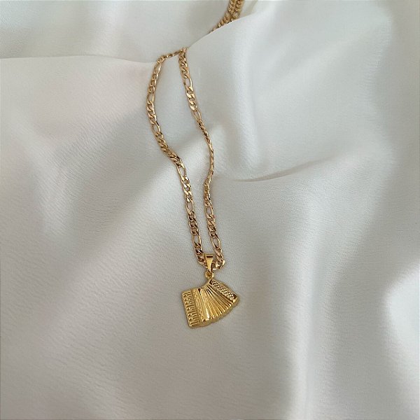 Colar Masculino Sanfona com Cordão 3x1 Banhado a Ouro 18K