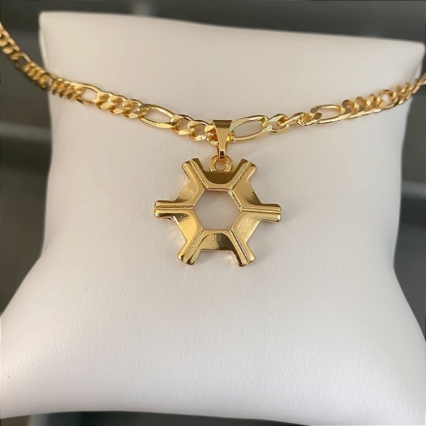 Colar Masculino Agronomia Luxo com Cordão 3x1 Banhado a Ouro 18K