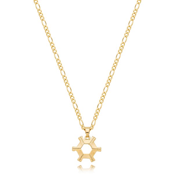 Colar Masculino Agronomia Luxo com Cordão 3x1 Banhado a Ouro 18K