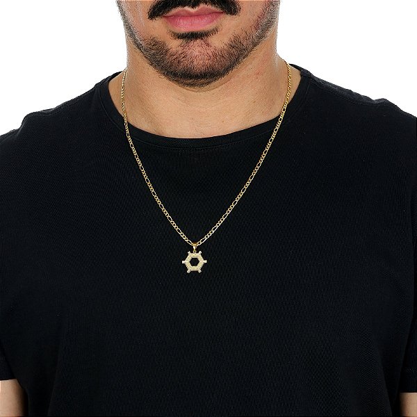 Colar Masculino Agronomia com Cordão 3x1 Banhado a Ouro 18K