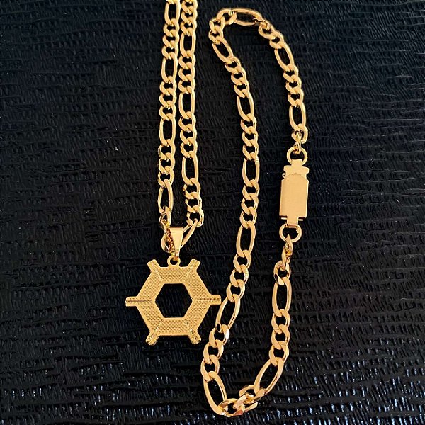 Conjunto Masculino Agronomia com Cordão 3x1 Banhado a Ouro 18K
