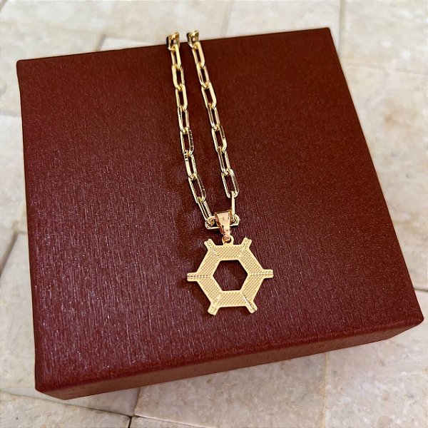 Colar Masculino Agronomia com Cordão Cartier Banhado a Ouro 18K