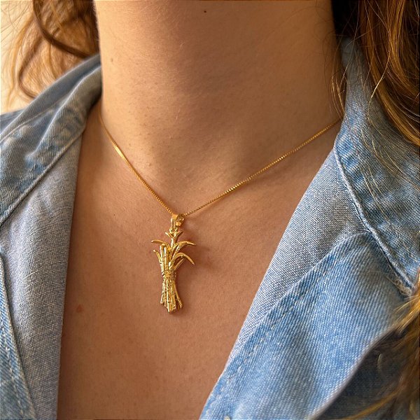 Colar Feminino Cana-de-Açúcar Banhado a Ouro 18K