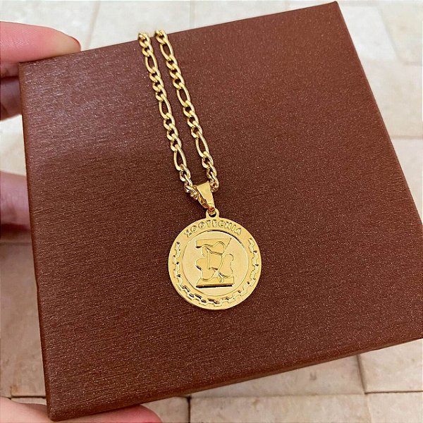 Colar Masculino Medalha Zootecnia com Cordão 3x1 Banhado a Ouro 18K