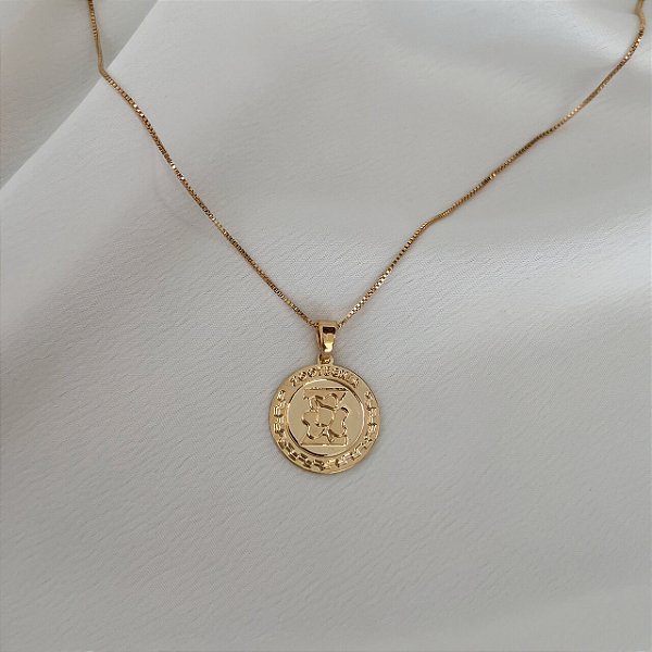 Colar Feminino Medalha Zootecnia Banhado a Ouro 18K
