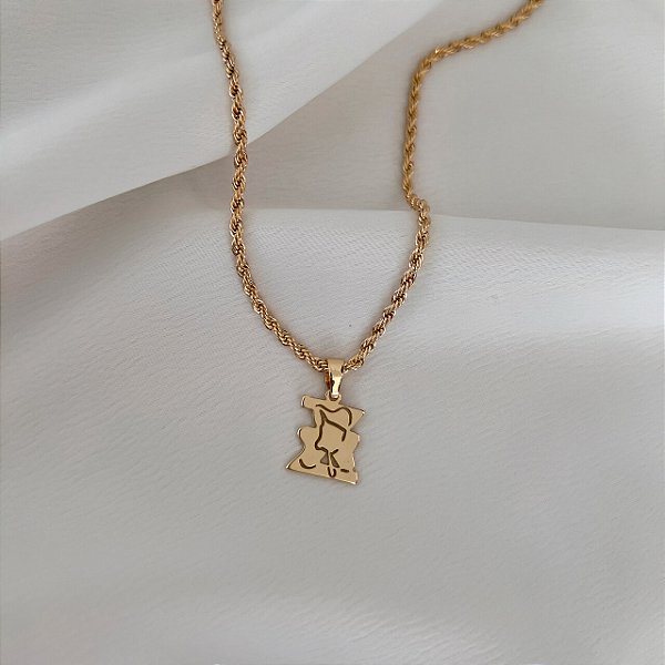 Colar Feminino Zootecnia com Cordão Baiano Banhado a Ouro 18K