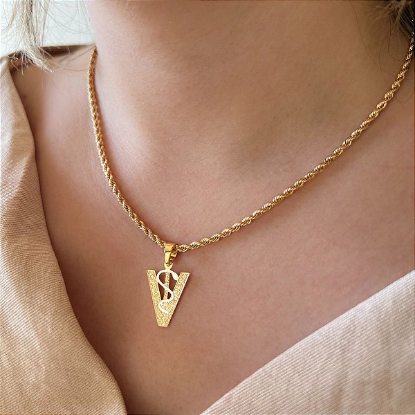 Colar Feminino Veterinária com Cordão Baiano Banhado a Ouro 18K