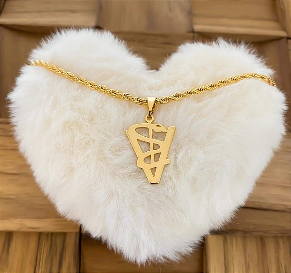 Colar Feminino Veterinária Liso com Cordão Baiano Banhado a Ouro 18K