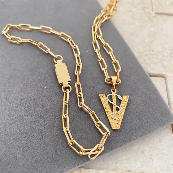Conjunto Masculino Veterinária com Cordão Cartier Banhado a Ouro 18K