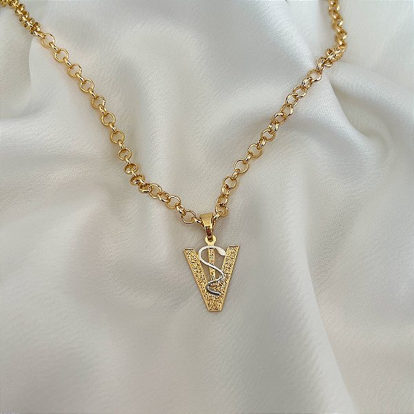 Colar Feminino Veterinária com Cordão Elo Português Banhado a Ouro 18K