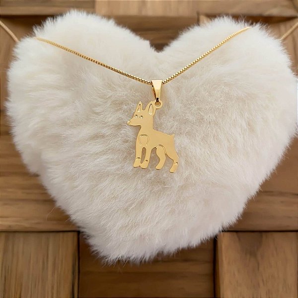 Colar Feminino Raça Pinscher Banhado a Ouro 18K