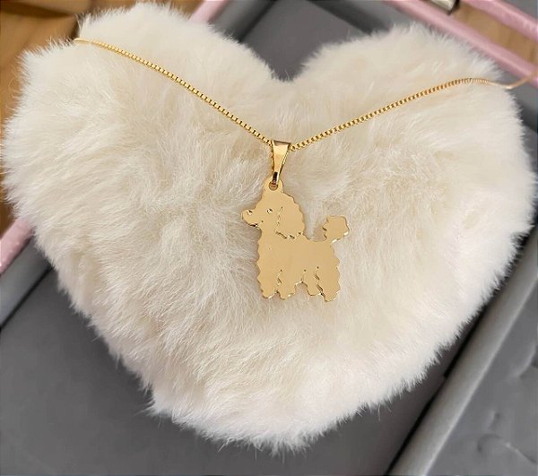 Colar Feminino Raça Poodle Banhado a Ouro 18K