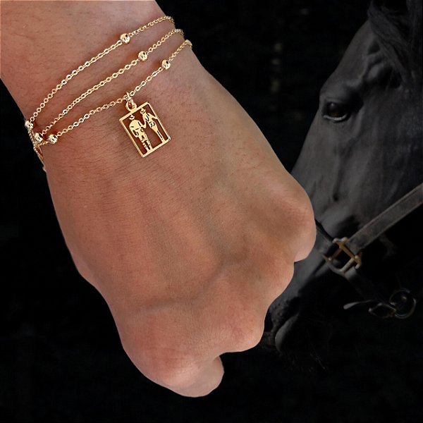 Pulseira Feminina Tripla Casal Country Banhada a Ouro 18K