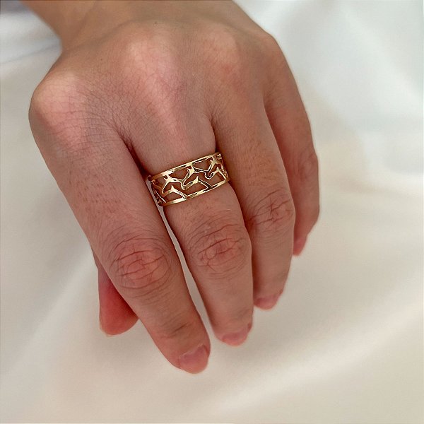 Anel Feminino Cavalo Crioulo Banhado a Ouro 18k