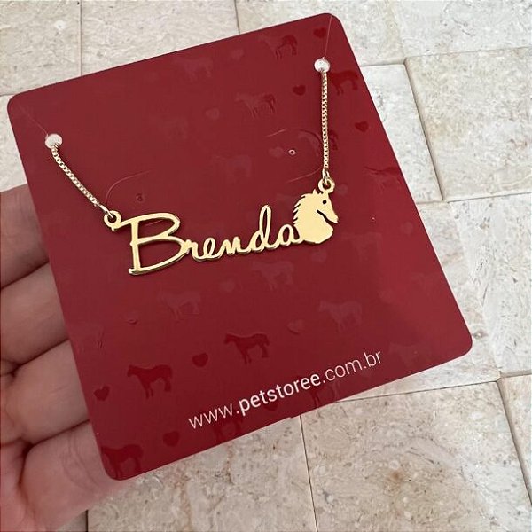 Colar Personalizado Brenda com Cavalo Banhado a Ouro 18k