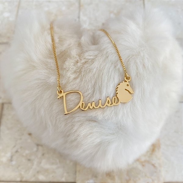 Colar Personalizado Denise com Cavalo Banhado a Ouro 18k