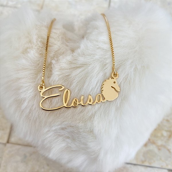Colar Personalizado Eloisa com Cavalo Banhado a Ouro 18k