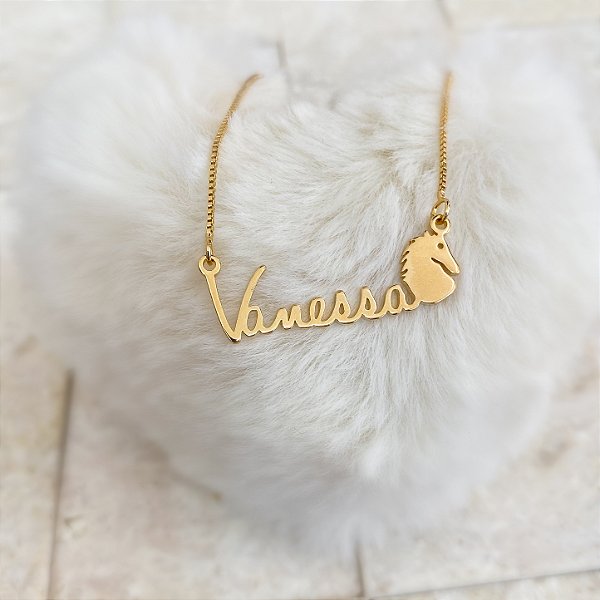 Colar Personalizado Vanessa com Cavalo Banhado a Ouro 18k