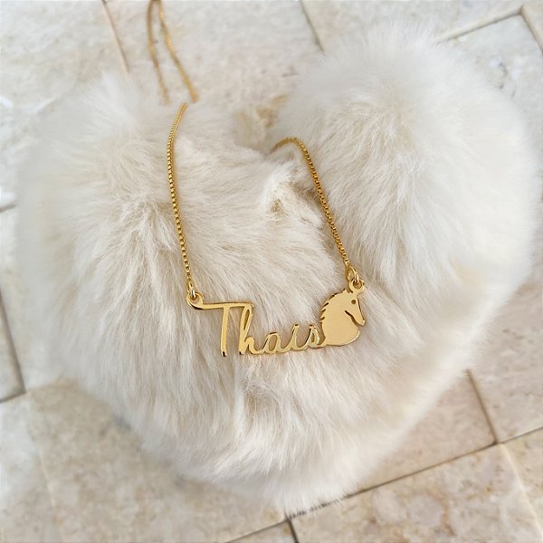 Colar Personalizado Thais com Cavalo Banhado a Ouro 18k