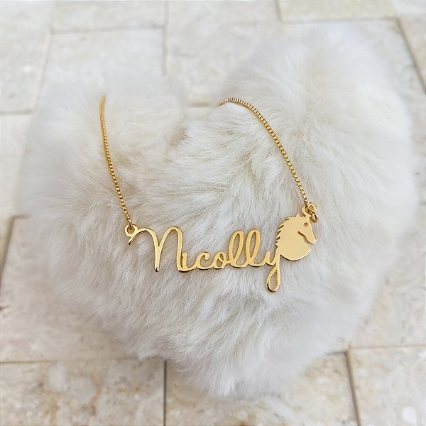 Colar Personalizado Nicolly com Cavalo Banhado a Ouro 18k