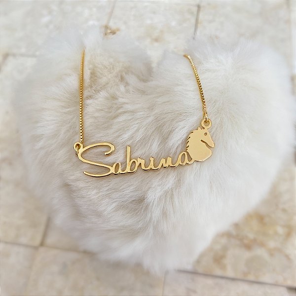 Colar Personalizado Sabrina com Cavalo Banhado a Ouro 18k