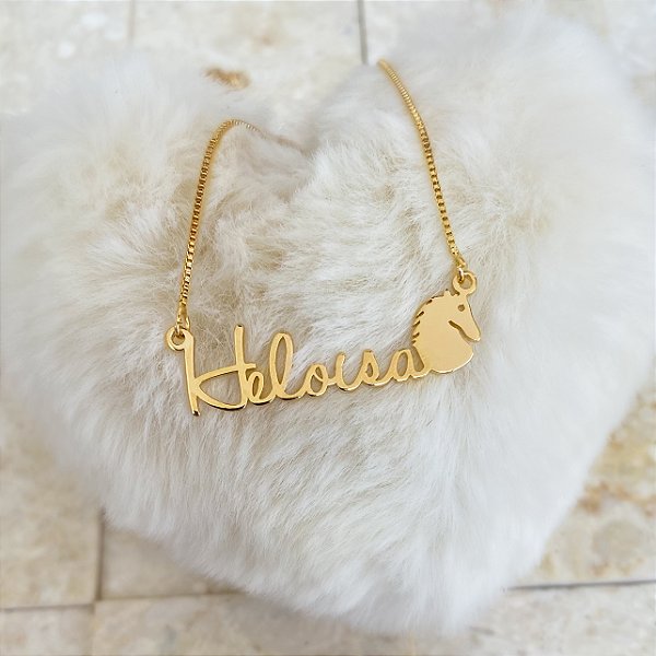 Colar Personalizado Heloisa com Cavalo Banhado a Ouro 18k