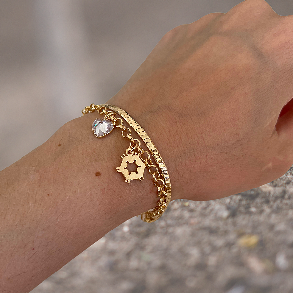 Pulseira Feminina Agronomia com Ponto de Luz  Banhada a Ouro 18k