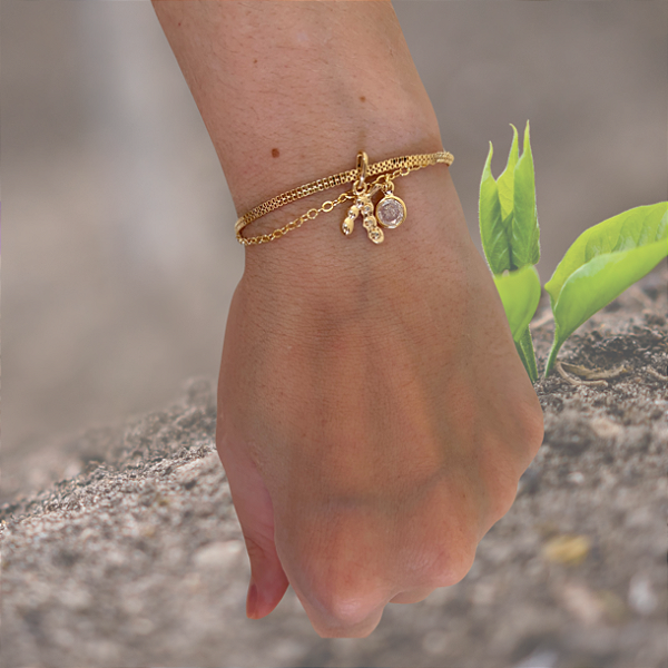 Pulseira Feminina Soja Banhada a Ouro 18k