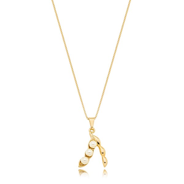 Colar Feminino Soja Pérola Banhada a Ouro 18k