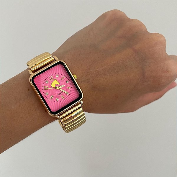 Relógio Dourado Pink - Crioulo