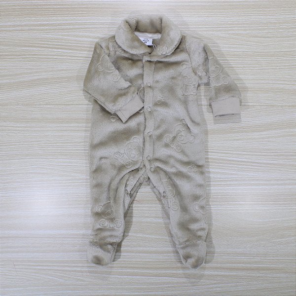 Macacão Tip Top Bebê Prematuro 3d Ursinho Bege