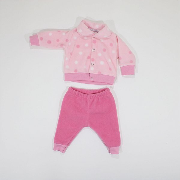 Conjunto Calça E Jaqueta Prematuro Em Microsoft Rosa Bebe