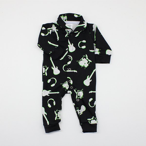 Macacão Prematuro Preto Guitarra Tipml005