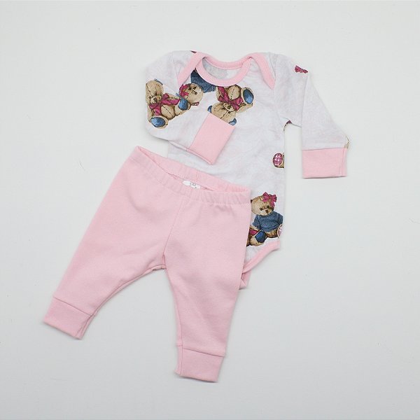 Conjunto Body Prematuro Rosa Bod168