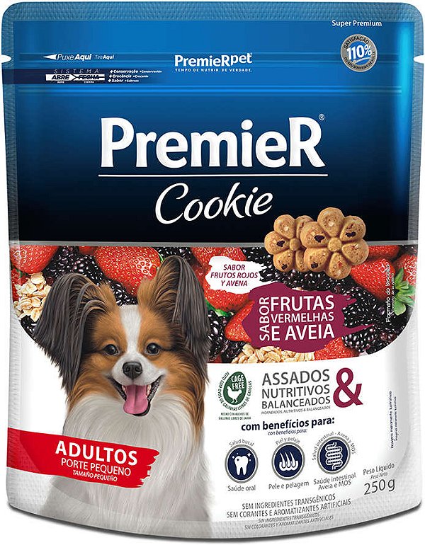 BISCOITO PREMIER COOKIE FRUTAS VERMELHAS 250G CAES ADULTO PEQ PORTE