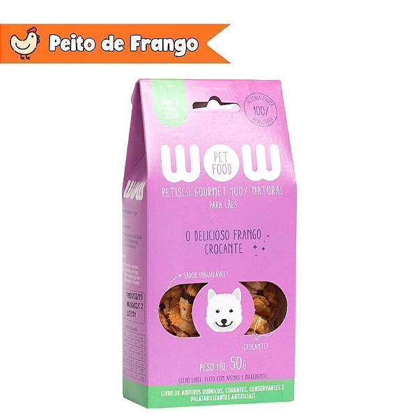 Petisco Wow Frango Crocante Gourmet 50g P/ Caes