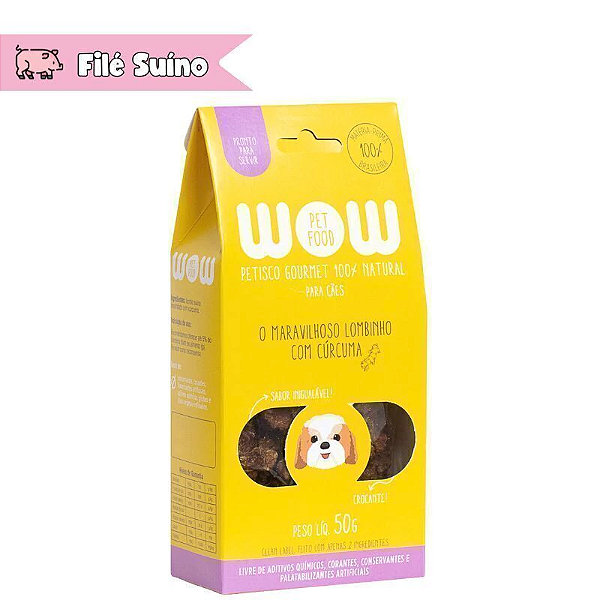Petisco Wow Filé Suino com Cúrcuma Crocante Gourmet 50g P/ Caes