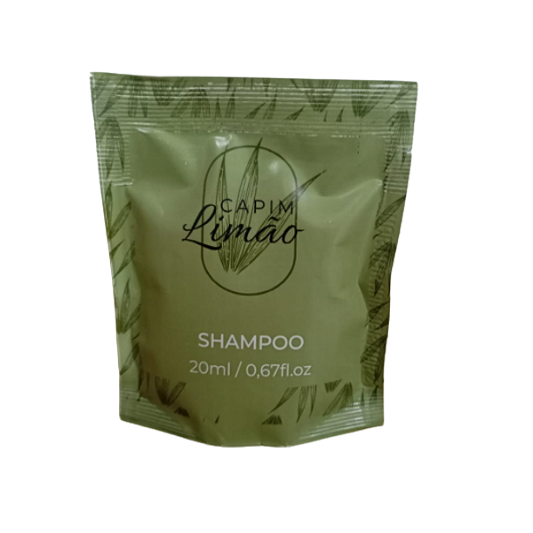 Shampoo 2 em 1 para Hotel REALGEMS Capim Limão Sachê 20ml cx 200 un