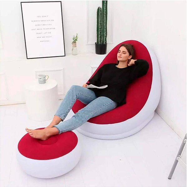 Sofá Poltrona Puff Inflável [Vermelho]