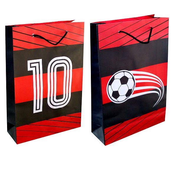 Sacolas de papel Futebol Vermelho e Preto 25x17x6 cm