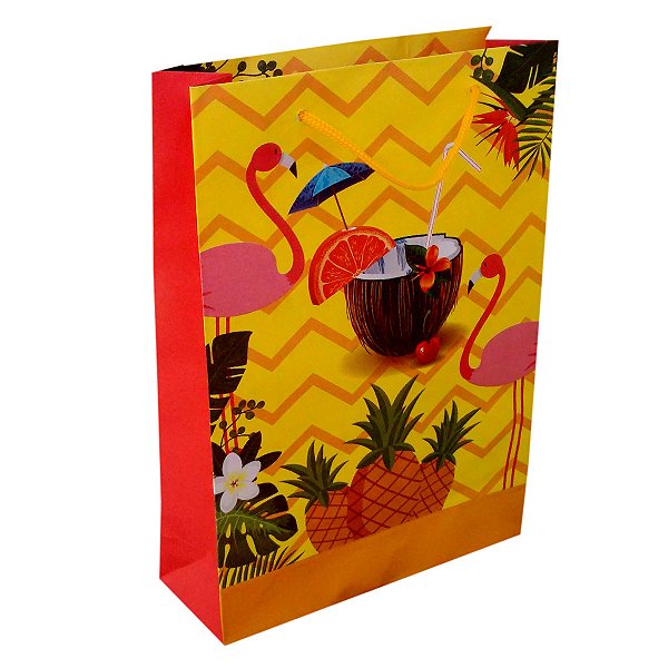 Sacolas de papel Tropical / Flamingo 25x17x6 cm