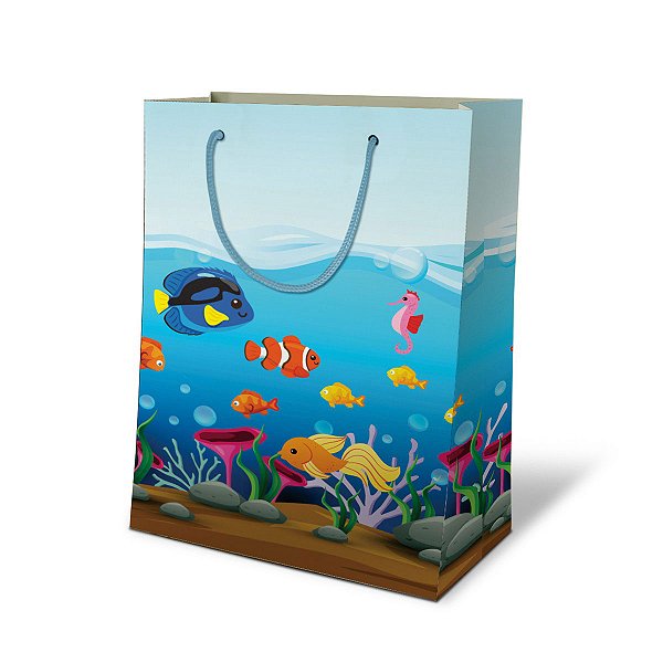 Sacolas de papel Fundo do Mar 25x17x6 cm