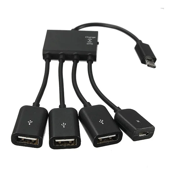 Cabo OTG Micro USB Charger com 3 portas USB + Micro USB
