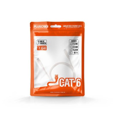 Cabo de Rede 10M CAT6 Branco PlusCable