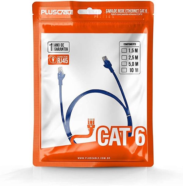 Cabo de Rede 2.5M CAT6 Azul PlusCable